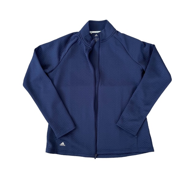 Adidas Ribbed Textured Golf Jacket Navy Large Full Zip - Picture 1 of 7